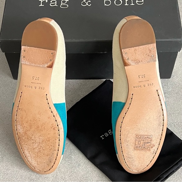 Rag & Bone Hanalei Ballet Flat in Ivory/Turquoise - Picture 2 of 3